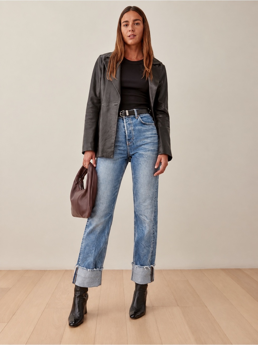 REFORMATION SZ 28 Cynthia Cuffed High Rise Straight Jeans Salton